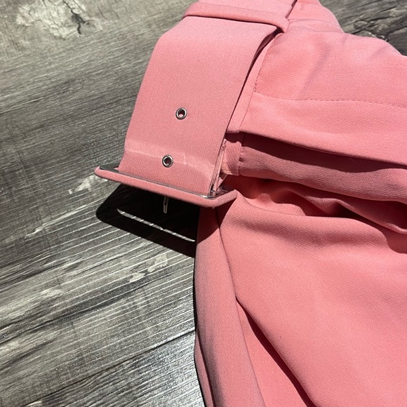 Zara pink High Waisted PANTS WITH FABRIC-COVERED BELT - Picture 9 of 15